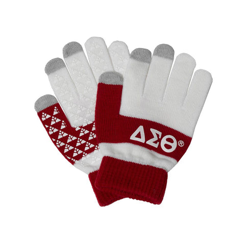 Delta red and white texting gloves