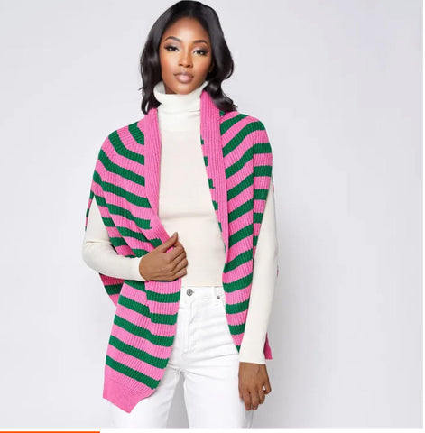Pink and Green Sweater Scarf