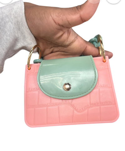 Rubber Pink and green Purse