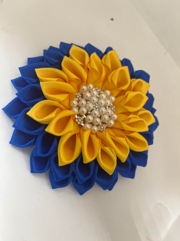 Blue and Maize corsage