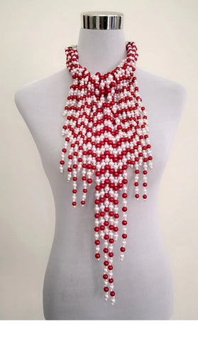 Delta Dreams- red and white  pearls