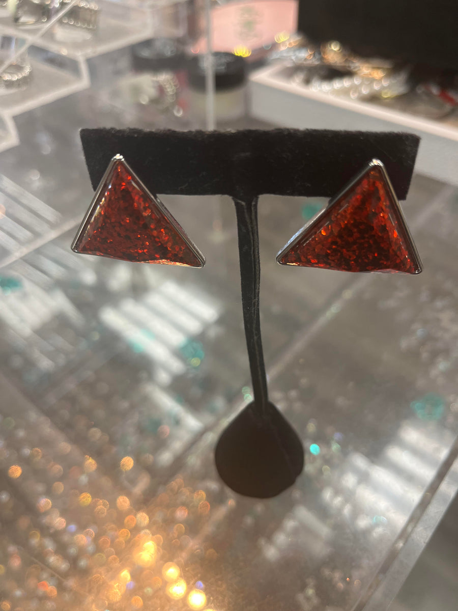 Red on sale triangle earrings