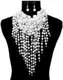 White Pearl Waterfall necklace Set N