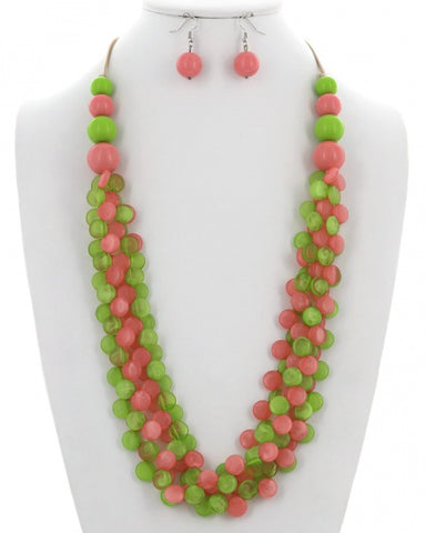 Pebble Necklace in Pink and Green