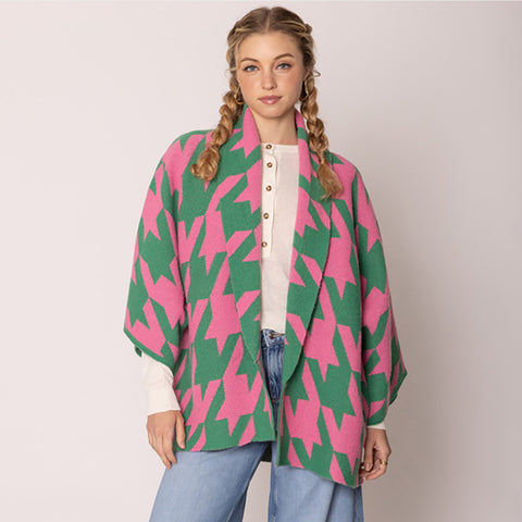 AKA Bold Pink and Green Cardigan