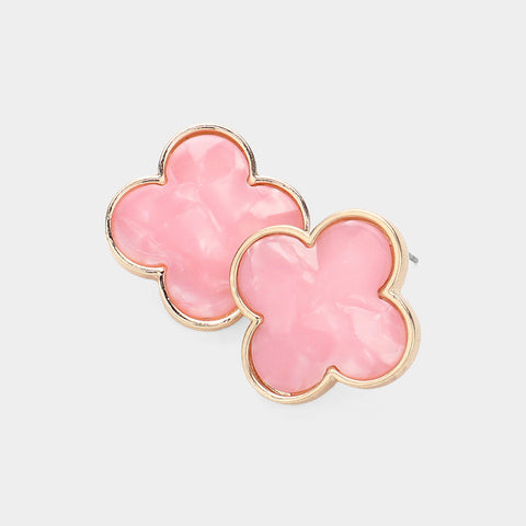 AKA Pink Clover Stud Earrings