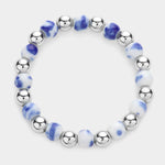 Blue and White Stretch Bracelet