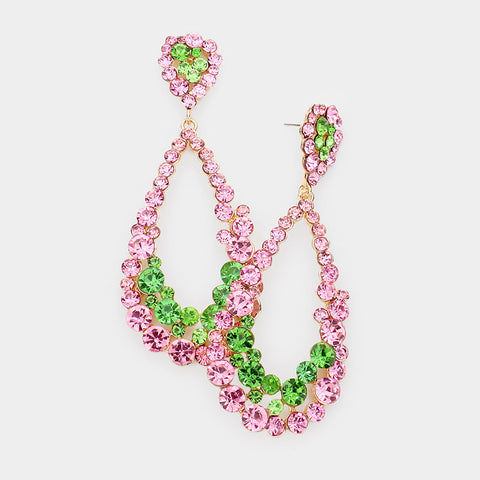 Cluster Earring in Pink and Green