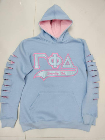 Gamma Phi Delta Blue Ripped Hoodie