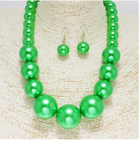 Green Single Strand Necklace Set