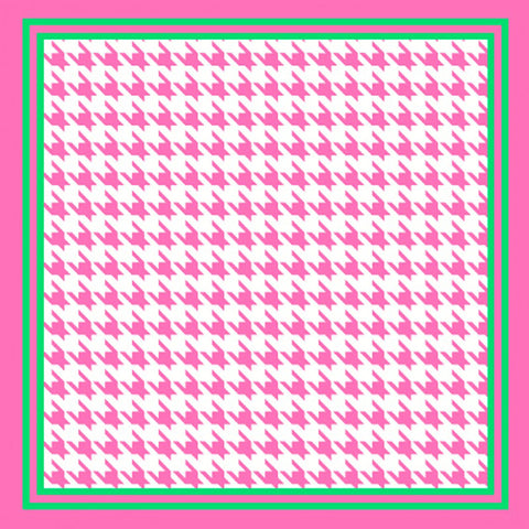 Houndstooth Pink/Green Satin Scarf