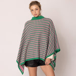 Pink and Green Houndstooth Poncho