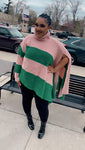 Light Pink and green one shoulder sweater