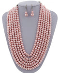 Multi-Strand Pink Pearl Necklace