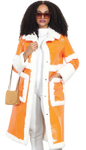 orange and White Faux Fur Coat