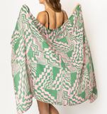 Oversized Pink and Green Scarf