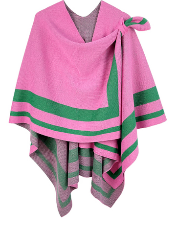 Shoulder Wrap Shawl in Pink and Green