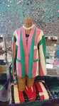 Pink and Green Stripe Sweater