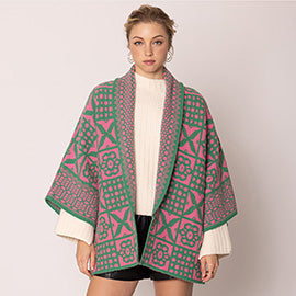 Pink and Green Tiles Cardigan