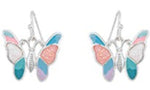 gamma Pink and blue butterfly earrings