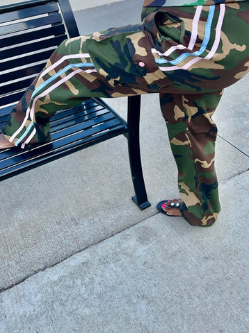 Pink and blue camo cargo pants