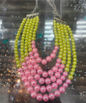 Pink and green pearl necklace