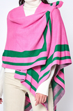 Shoulder Wrap Shawl in Pink and Green