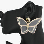 Pink fabric butterfly earrings