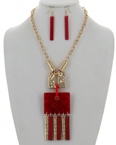 Red Acetate and Gold Necklace