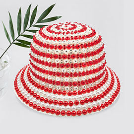 Red and White Pearl bucket hat