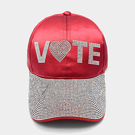 Red Vote rhinestone cap