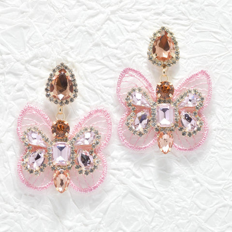 Topaz and Pink Butterflies Earrings