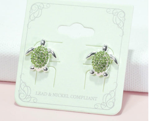 Silver turtle stud earrings