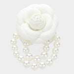 White Rose and Pearl Brooch