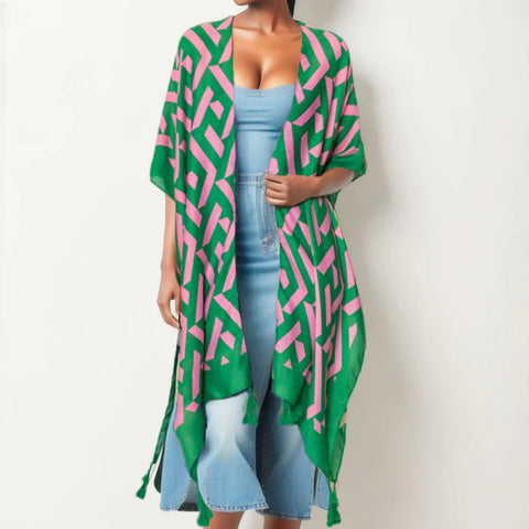 AKA Abstract Kimono Cover up  Green