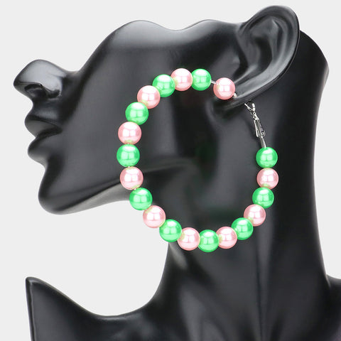 Hoop  Earring in Pink and Green