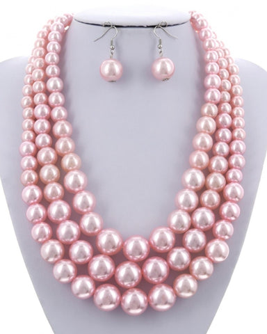 Light Pink 3 Strand Pearls