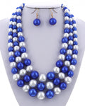 Blue and White 3 Strand Pearls