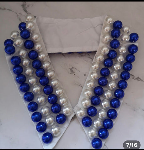 Blue and White pearl collar
