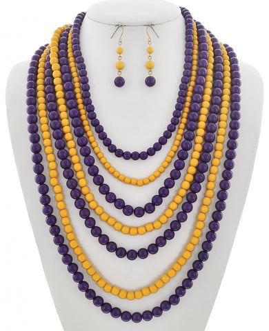 Cascade Pearls in Purple and Yellow