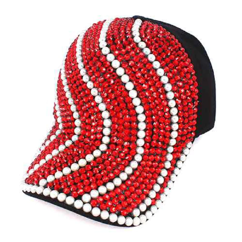 Red and White Pearl Hat