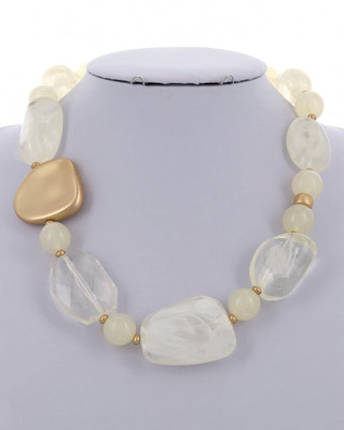 White and Gold Acrylic Necklace