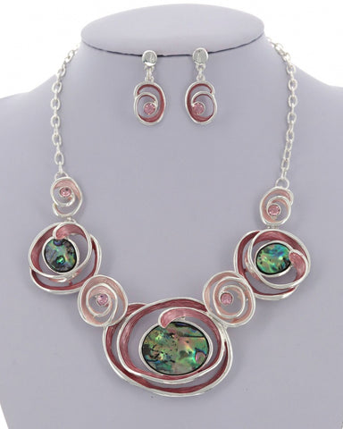 Pink and Green Abalone Necklace AKA