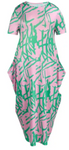 Pink and Green Abstract Dress