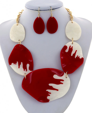Red and White Acetate Necklace