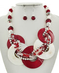 Shell Twisted Necklace in Red and White