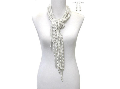 White tie pearl necklace