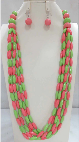 Beaded in Pink and Green
