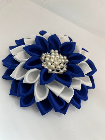 Blue and White Corsage