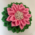 Pink and green corsage